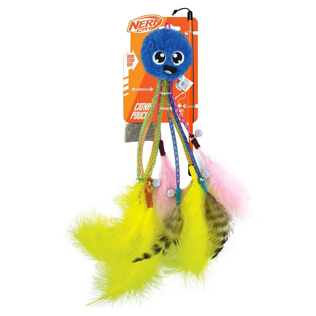 NERF CAT Hračka pro kočky chobotnička s rolničkami a hůlkou 30 cm