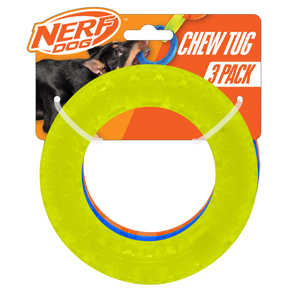 NERF DOG Hračka pro psy 3 ks průhledných kruhů se spiky EXO 12,5 cm