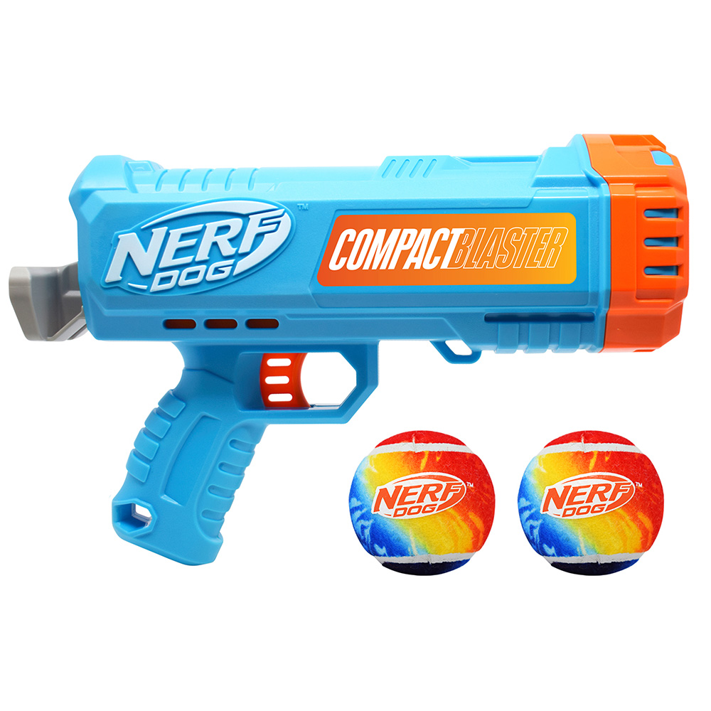 NERF DOG Darčeková sada – 30 cm kompaktný blaster a 2 ks tenisových loptičiek bez pískadla