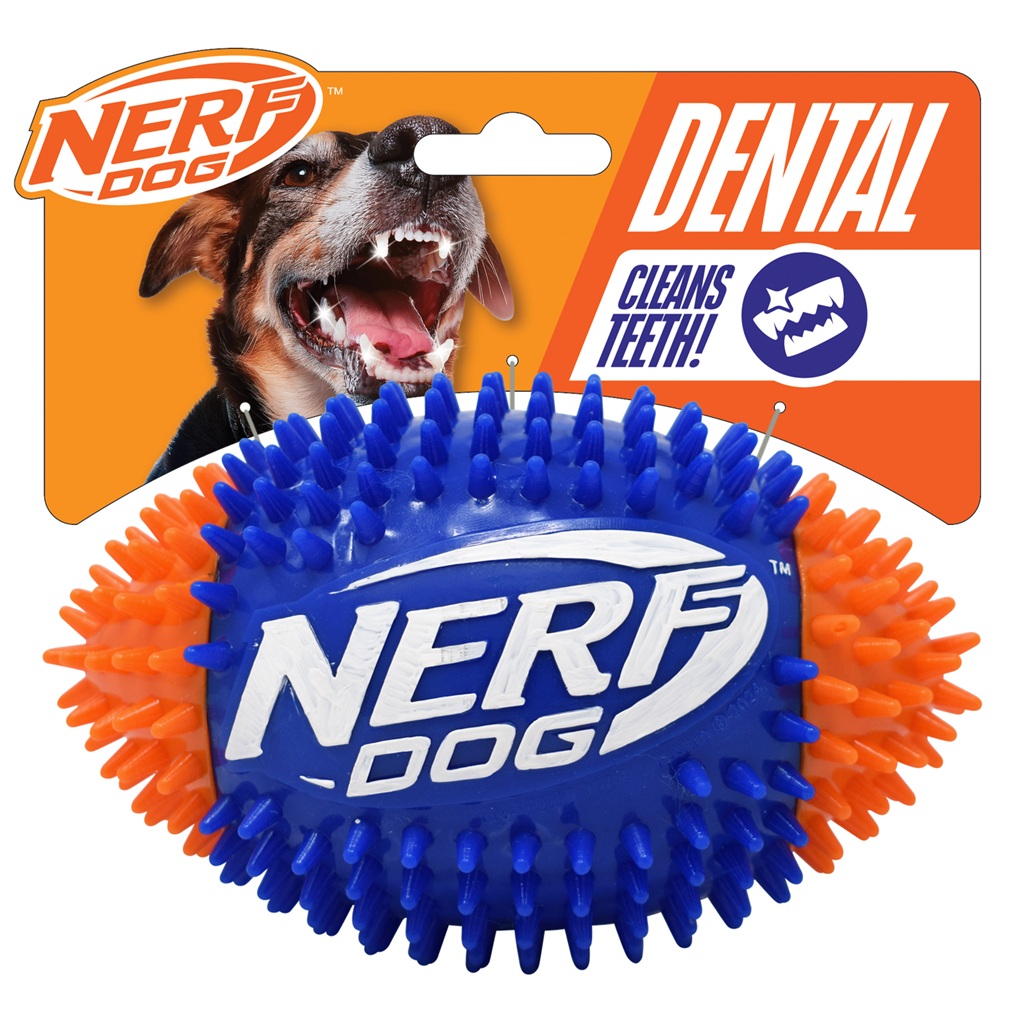 NERF DOG Hračka pro psy pískací fotbalový míč se spikemi 15 cm