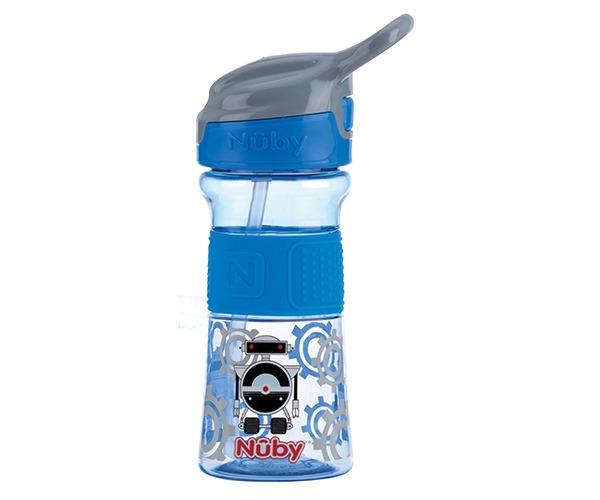 NUBY Fľaša športová s mäkkou sklopiteľnou slamkou 360 ml, modrá, 3+,  V000839