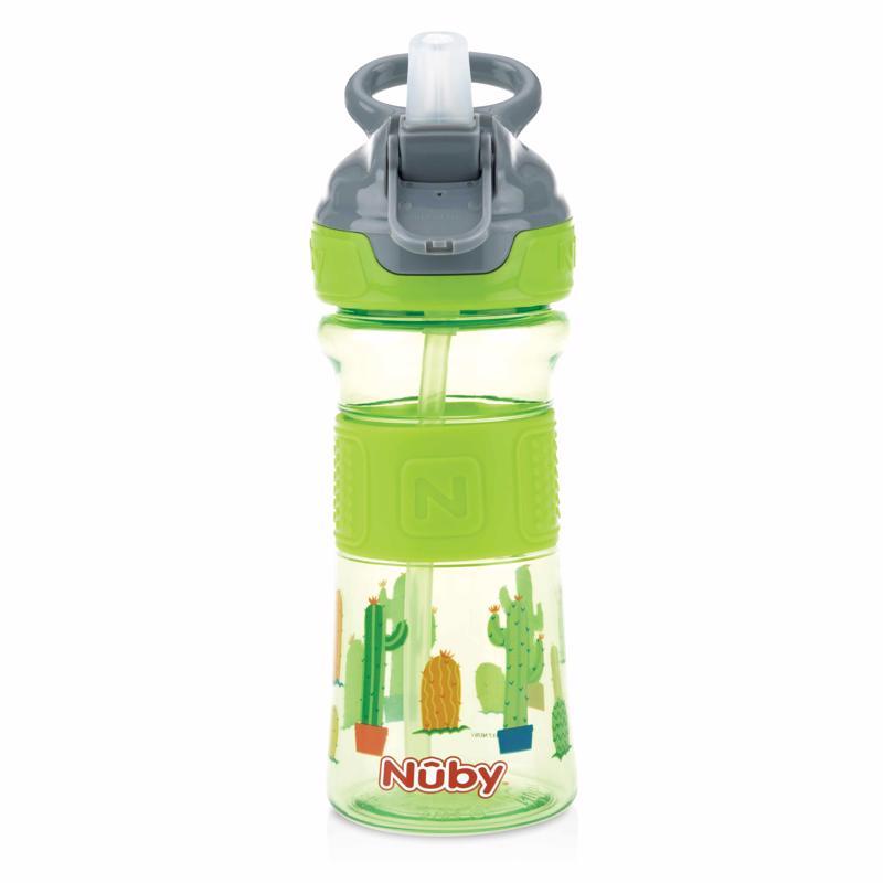 NUBY Fľaša športová s mäkkou sklopiteľnou slamkou 360 ml, zelená, 3+,  V000839
