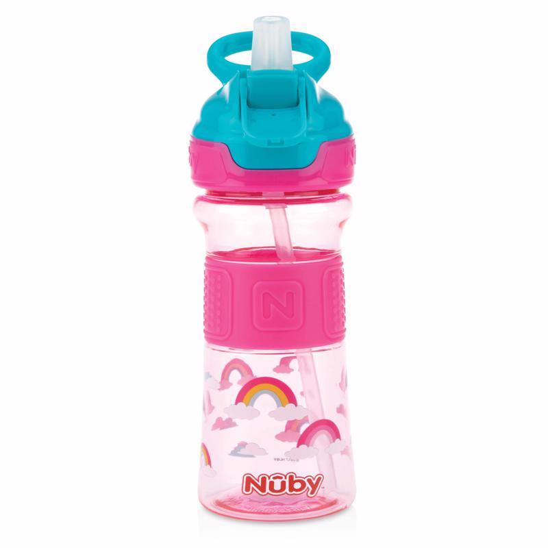 NUBY Fľaša športová s mäkkou sklopiteľnou slamkou 360 ml, ružová, 3+,  V000839