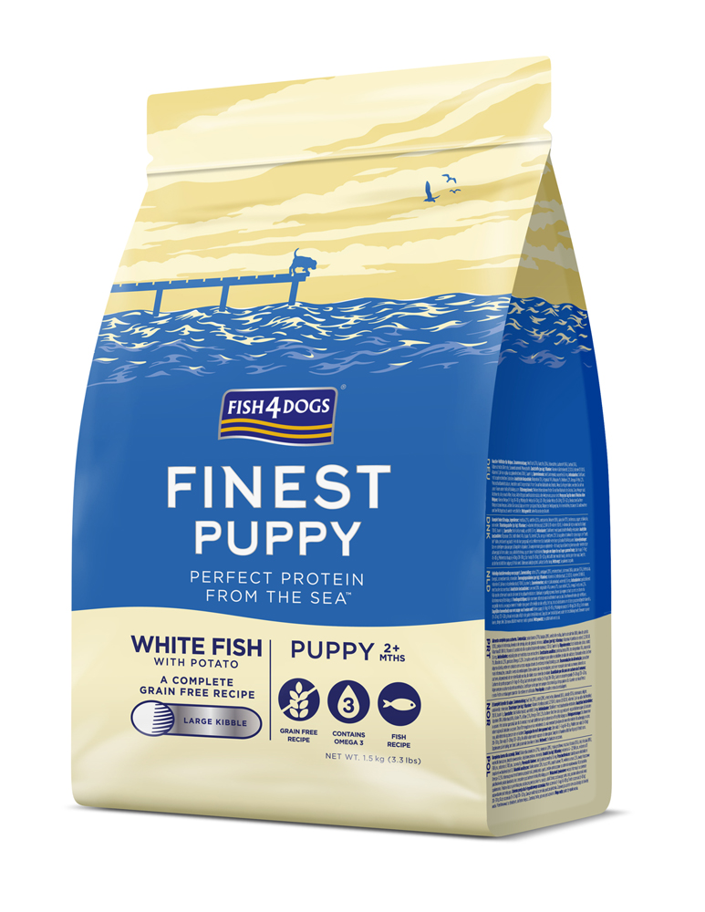 FISH4DOGS Granule veľké pre šteniatka Finest biela ryba so zemiakmi 1,5kg, 2m+