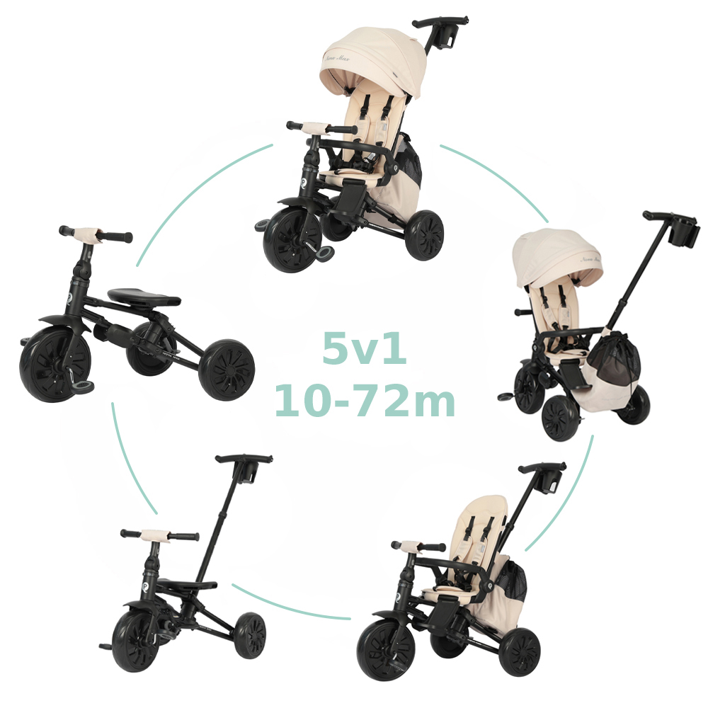 QPLAY Trojkolka Nova Max 5v1 Beige, 10-72 mesiacov