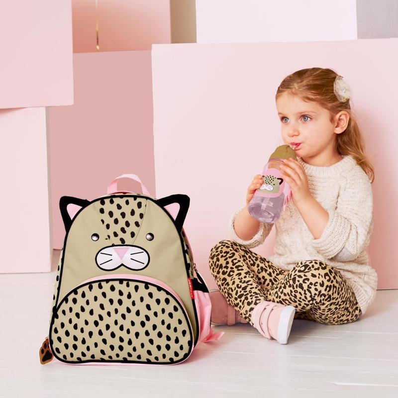 SKIP HOP Zoo Hrnček so slamkou bez PVC a BPA Leopard 12 m+