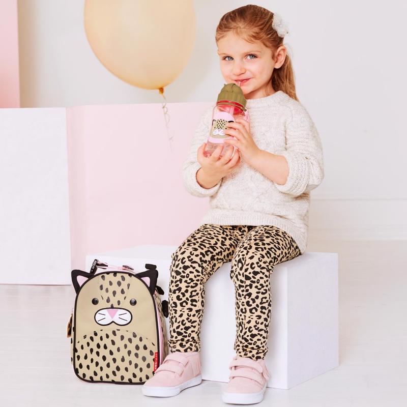 SKIP HOP Zoo Hrnček so slamkou bez PVC a BPA Leopard 12 m+