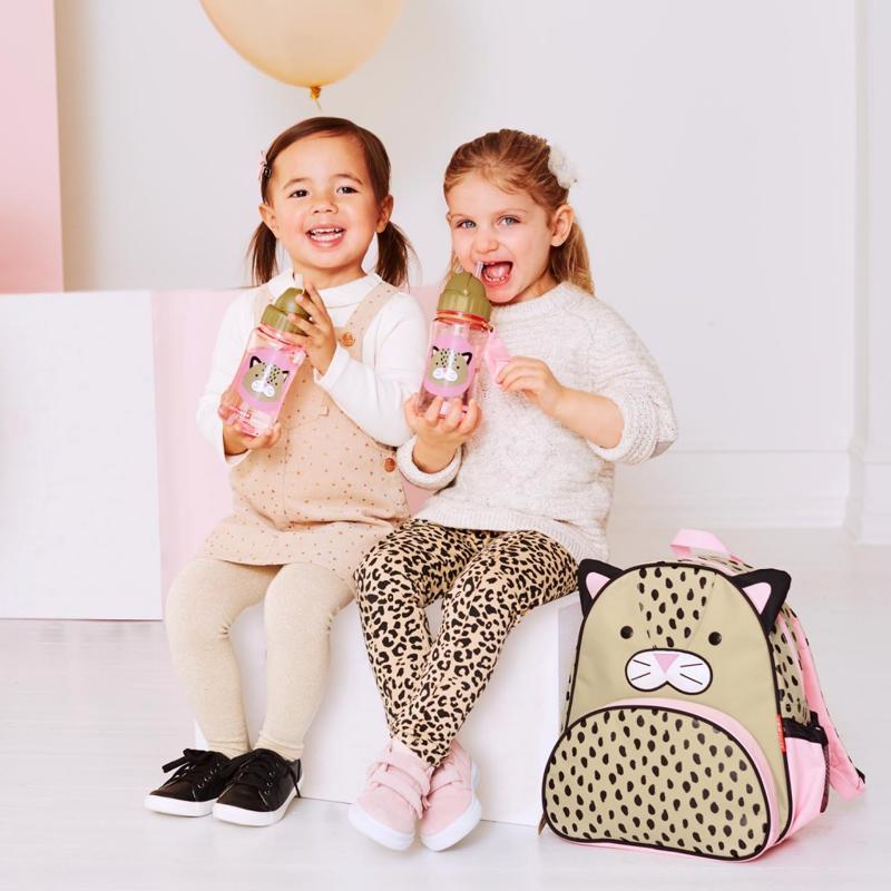 SKIP HOP Zoo Hrnček so slamkou bez PVC a BPA Leopard 12 m+