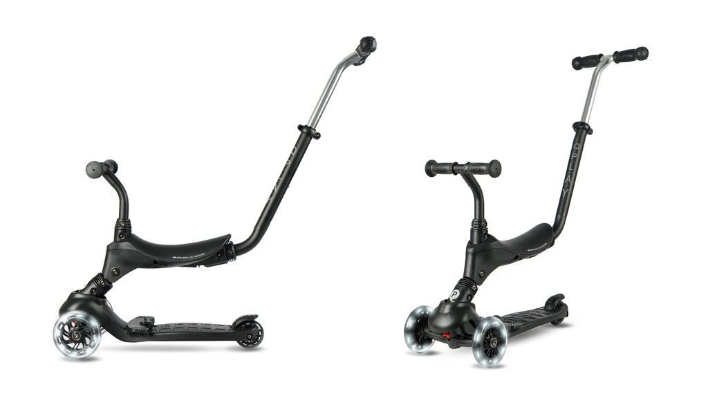 QPLAY Kolobežka Sema Pro Black, 5 v 1, s LED kolečky, věk 1-6 let