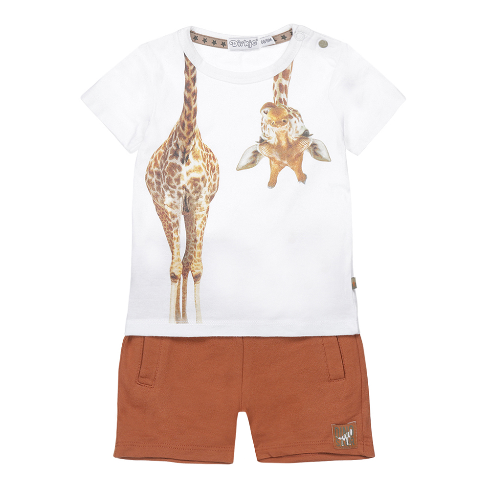 DIRKJE Set 2.d tričko kr. rukáv + nohavice biela žirafa chlapec veľ.104