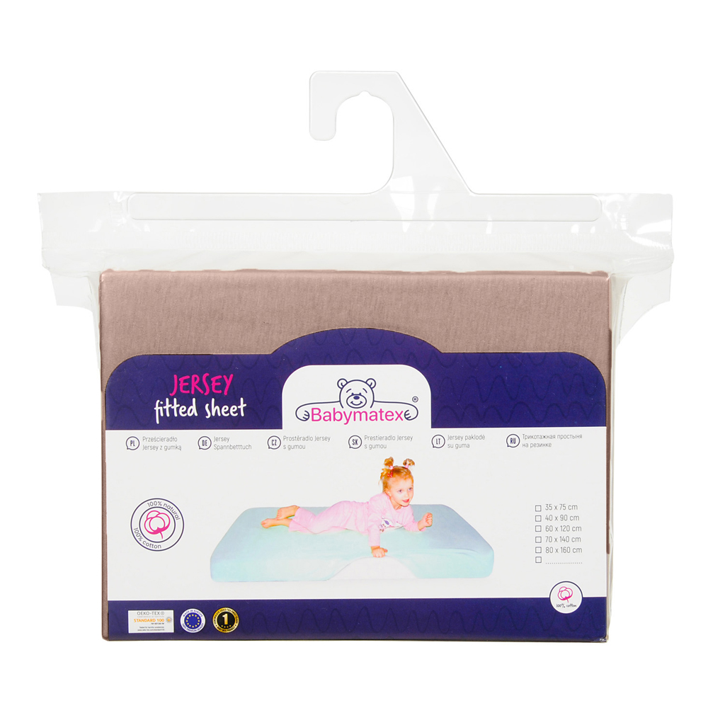 BABYMATEX Prostěradlo napínací Jersey 60x120cm světle hnědé