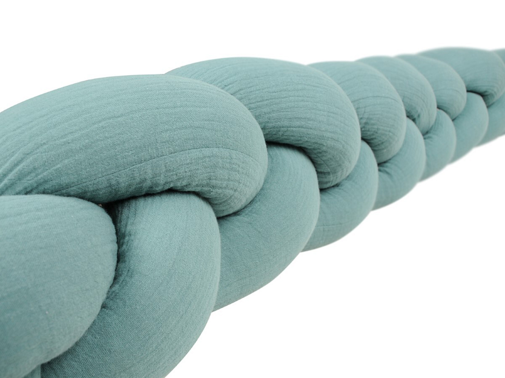 BABYMATEX Chránič do postýlky mušelin pletený cop - zelený 200 cm