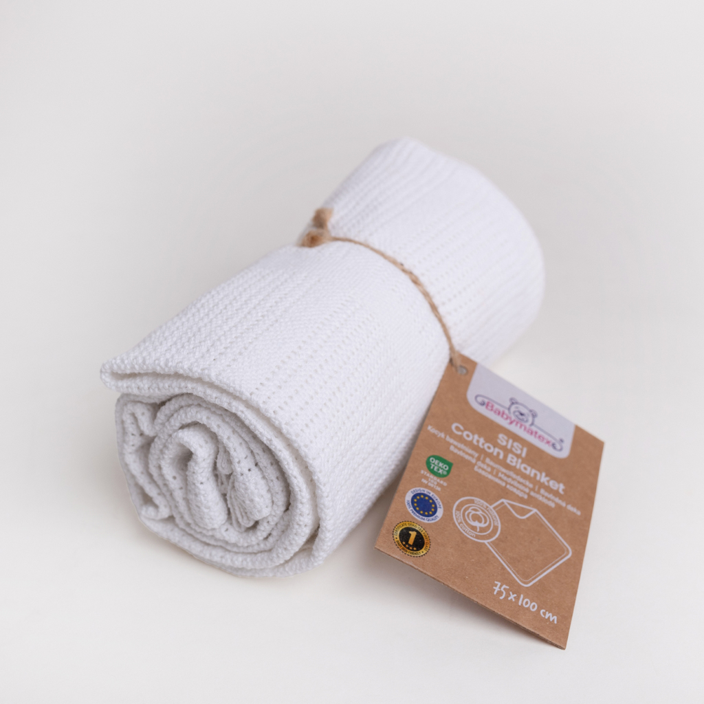 BABYMATEX Deka úpletová z bavlny 75x100cm Sisi biela