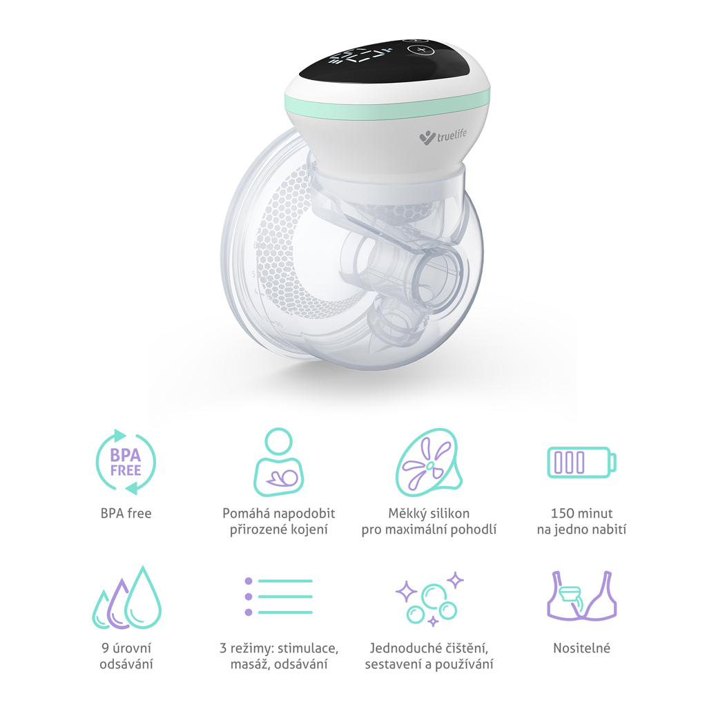 TRUELIFE Odsávačka mateřského mléka elektrická handsfree Nutrio BP W5