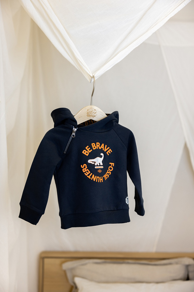 DIRKJE Mikina s kapucí tm. modrá kluk vel. 74 