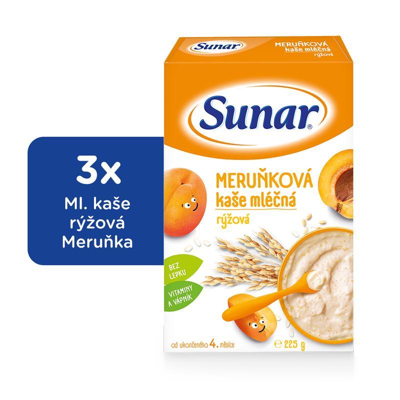 3x SUNAR Kaša mliečna ryžová marhuľová 225 g