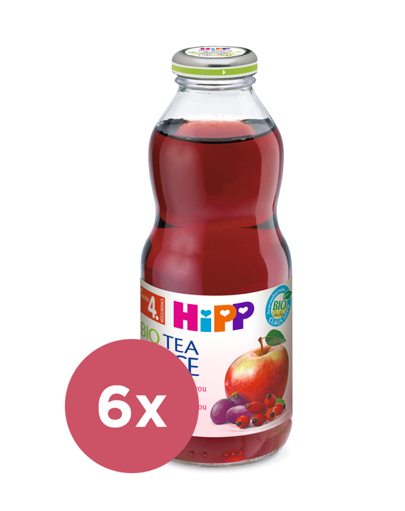 6x HiPP BIO Šípkový čaj so šťavou z červených plodov 500 ml