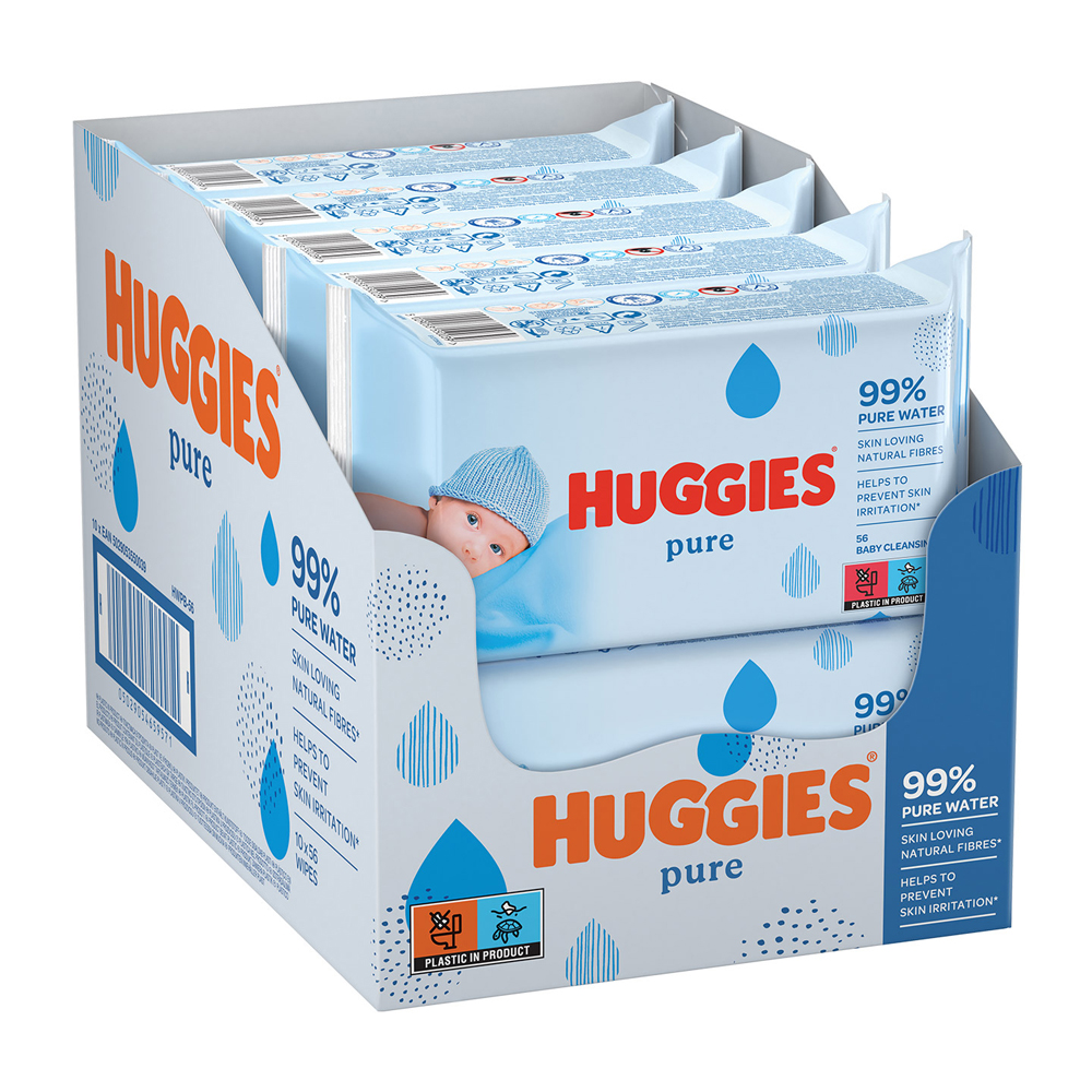 10x HUGGIES® Single Pure Ubrousky vlhčené 56 ks