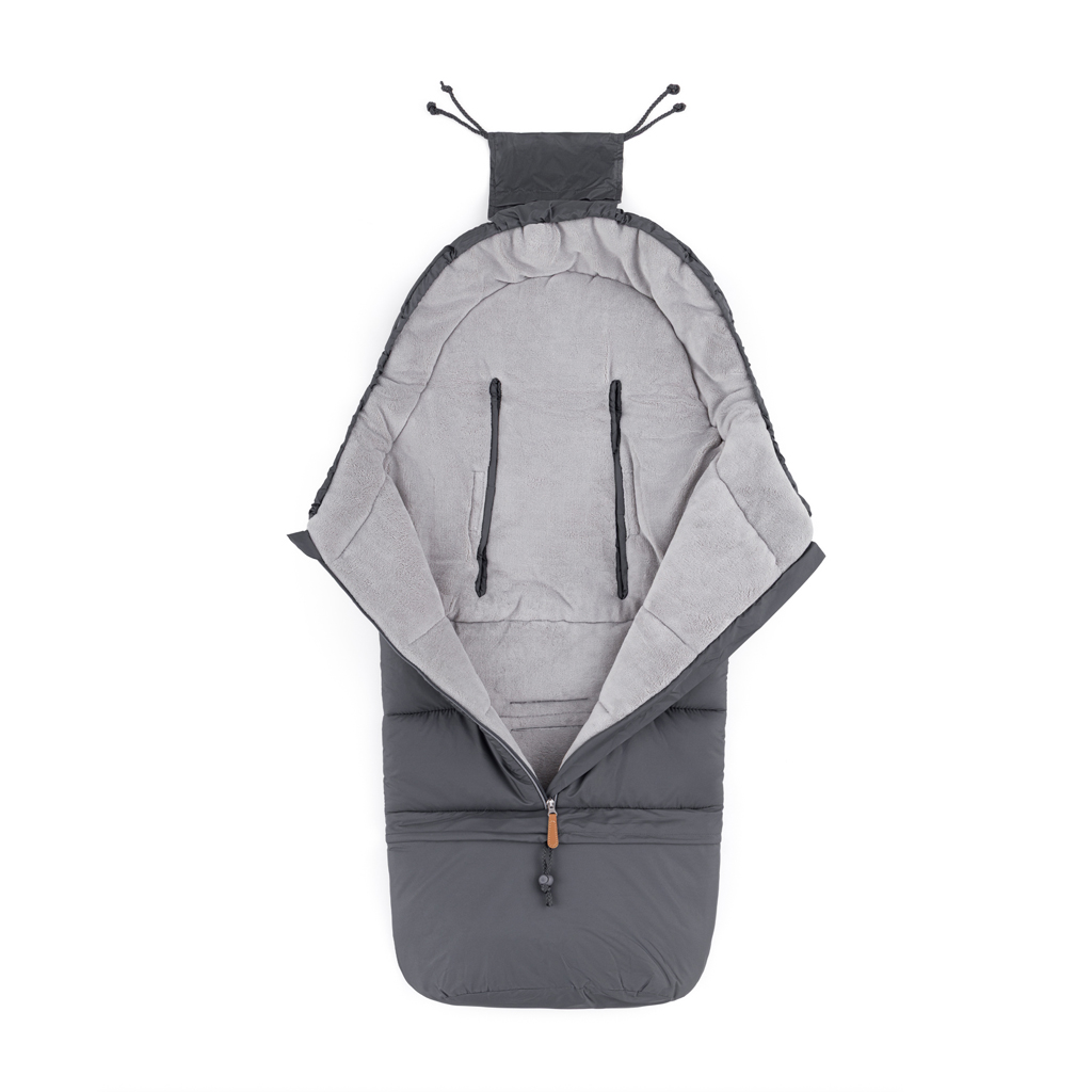 PETITE&MARS Set zimný fusak Jibot 3v1 + rukavice na kočík Jasie Charcoal Grey