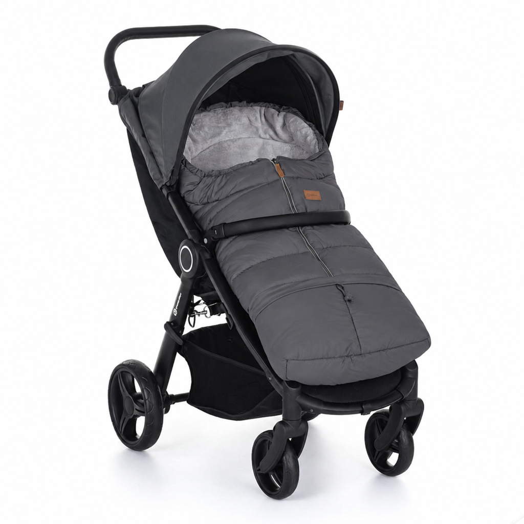 PETITE&MARS Set zimný fusak Jibot 3v1 + rukavice na kočík Jasie Charcoal Grey