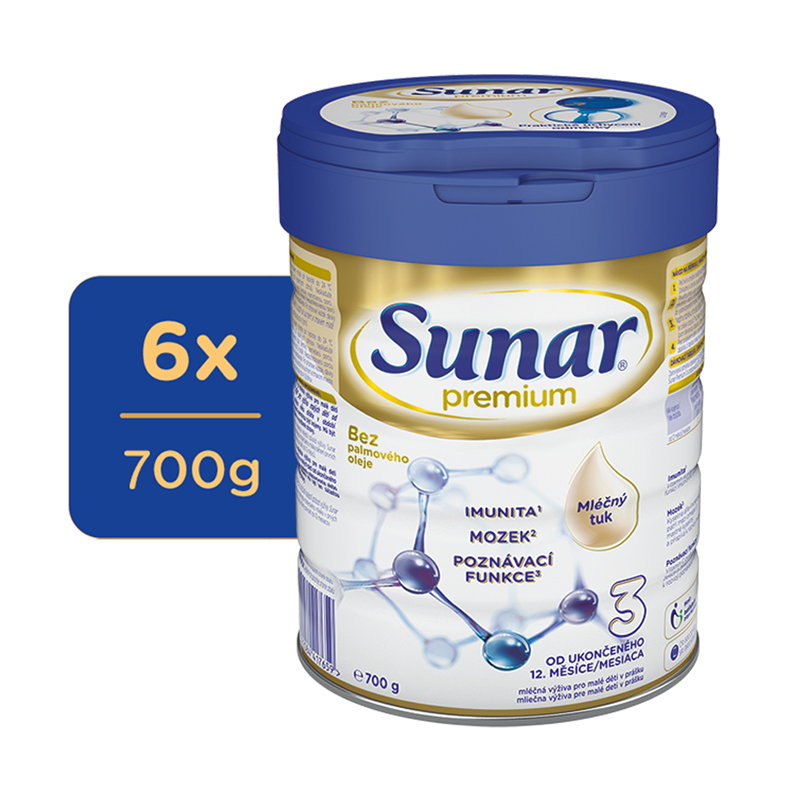 6x SUNAR Premium 3 Mléko batolecí 700 g
