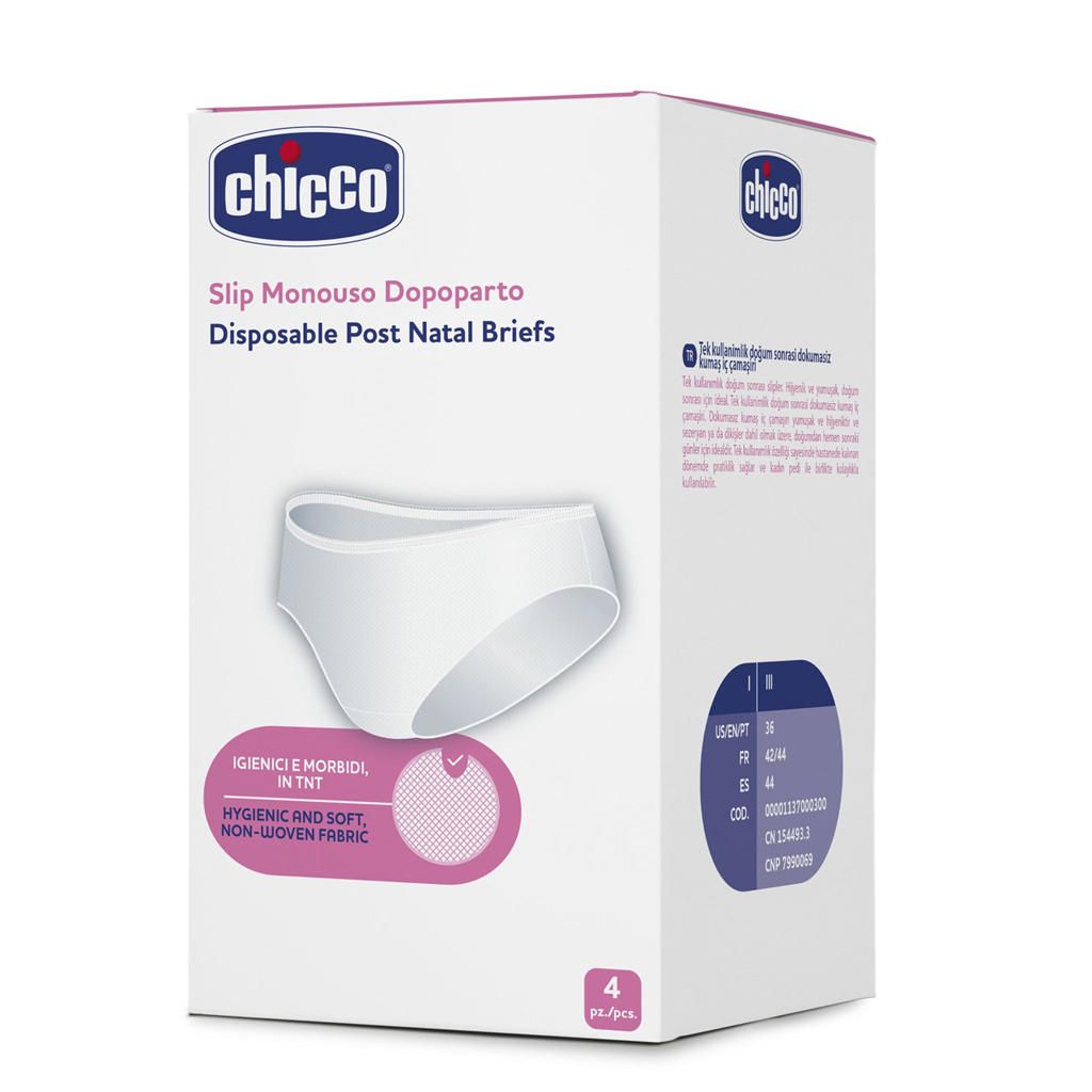 CHICCO Vložky popôrodné 30 ks + Nohavičky jednorazové po pôrode, 4 ks, veľ.4