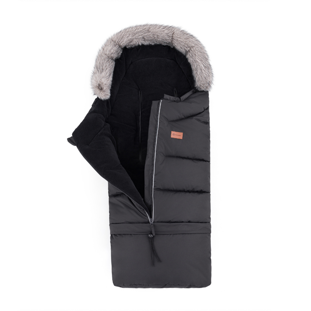 PETITE&MARS Set zimný fusak Arctic 4v1 + rukavice na kočík Furry Forever Black