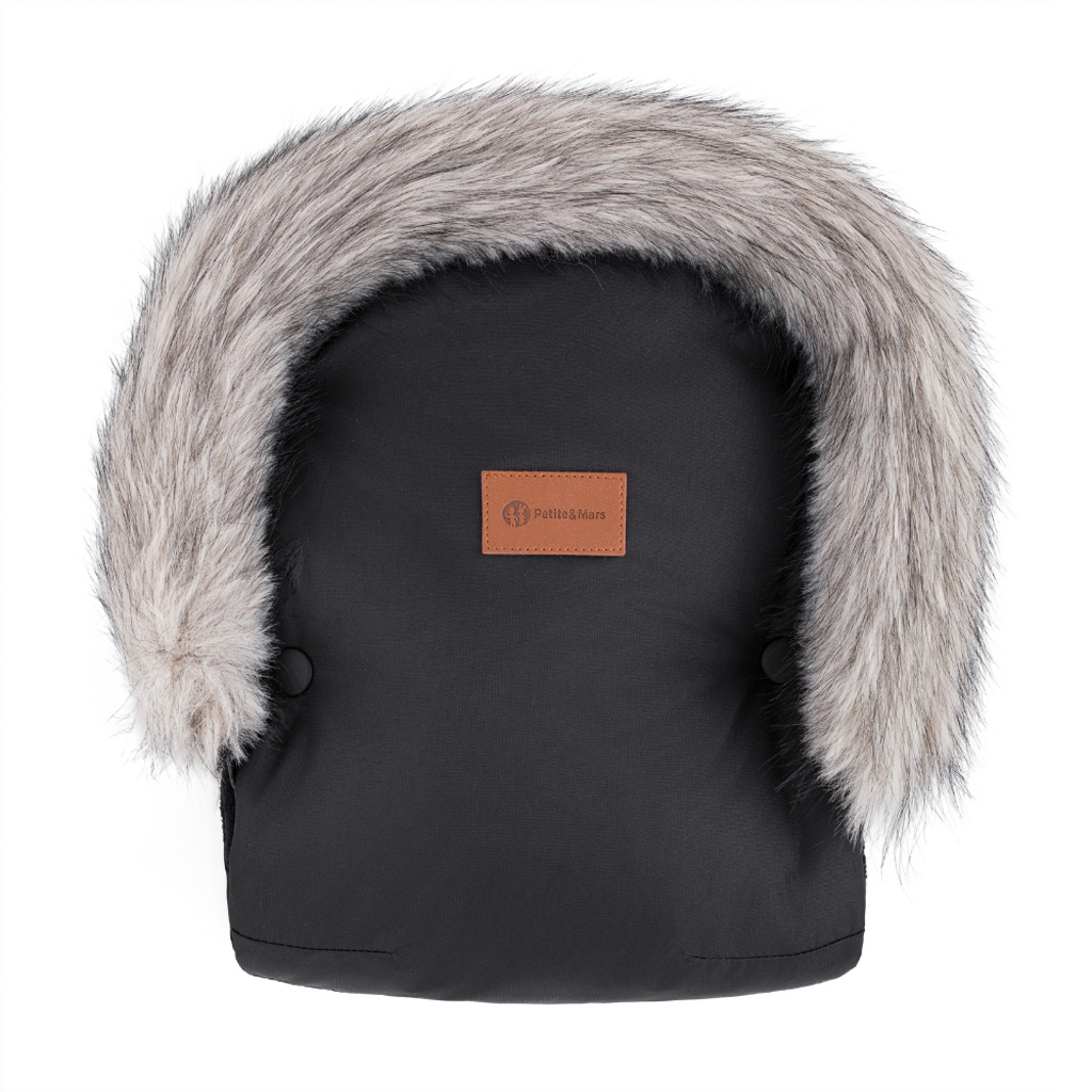 PETITE&MARS Set zimný fusak Arctic 4v1 + rukavice na kočík Furry Forever Black