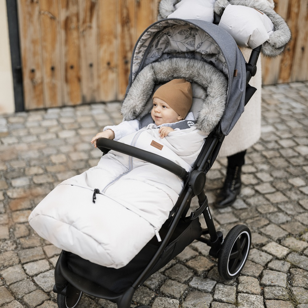 PETITE&MARS Set zimní fusak Arctic 4v1 + rukavice na kočárek Furry Sky Whisper