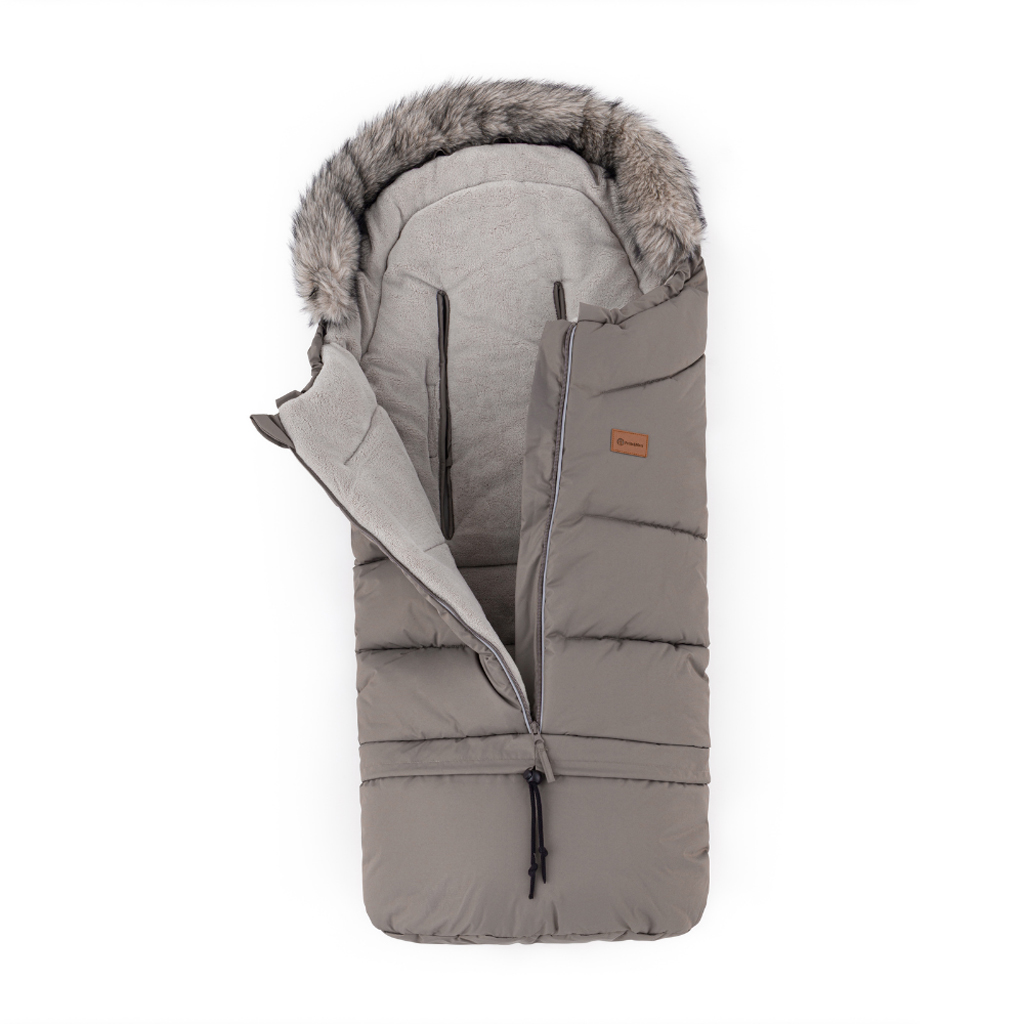 PETITE&MARS Set zimný fusak Arctic 4v1 + rukavice na kočík Furry Mocha Mousse
