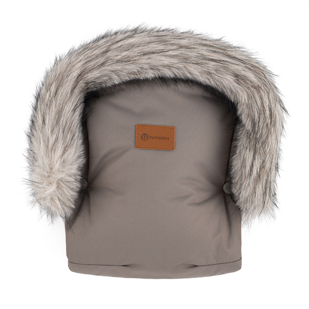 PETITE&MARS Set zimný fusak Arctic 4v1 + rukavice na kočík Furry Mocha Mousse