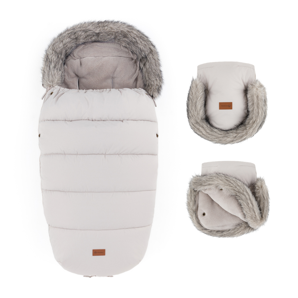 PETITE&MARS Set zimný fusak Comfy 4v1 + rukavice na kočík Furry Champagne Shower