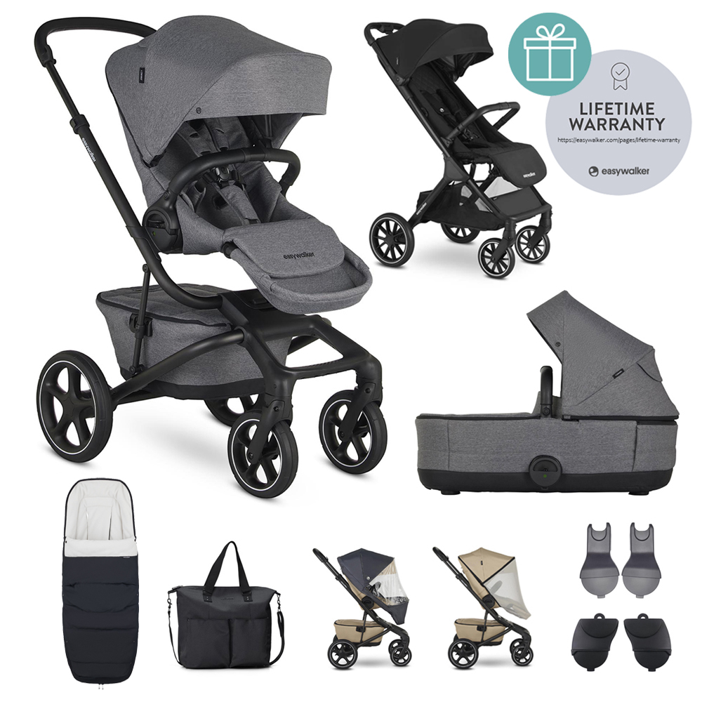 EASYWALKER Kočík kombinovaný Jimmey Iris Grey XXL RWS + Jackey XL Shadow Black