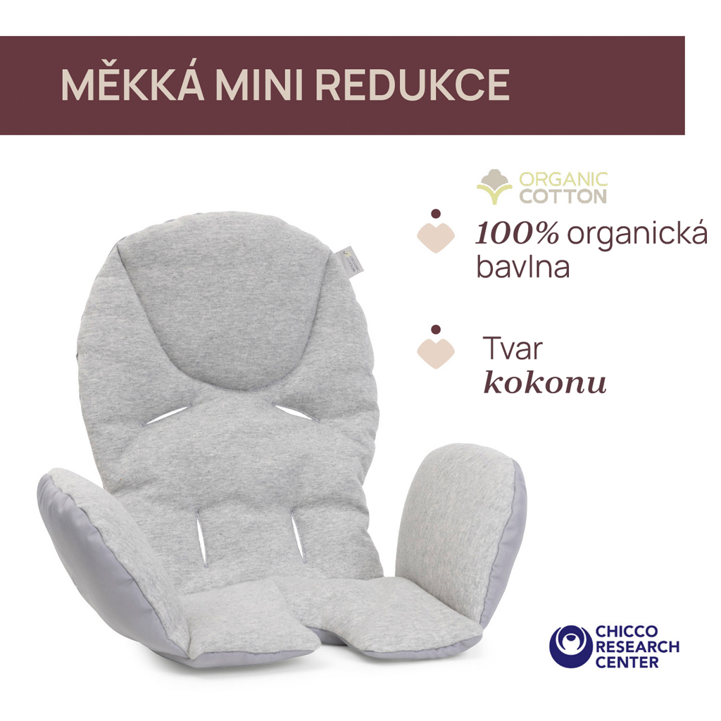 CHICCO Stolička jedálenská Polly Armonia - Mother Pearl + Hrazdička Rainbow