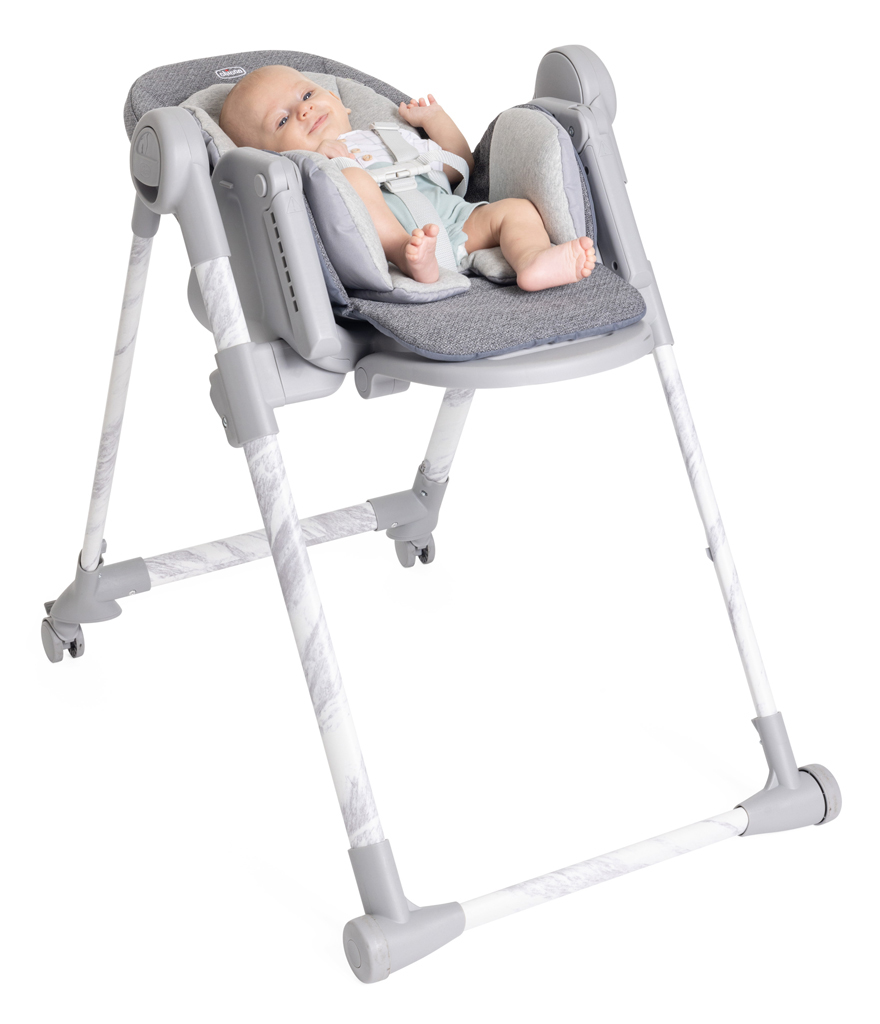 CHICCO Stolička jedálenská Polly Armonia - Carrara + Hrazdička Rainbow