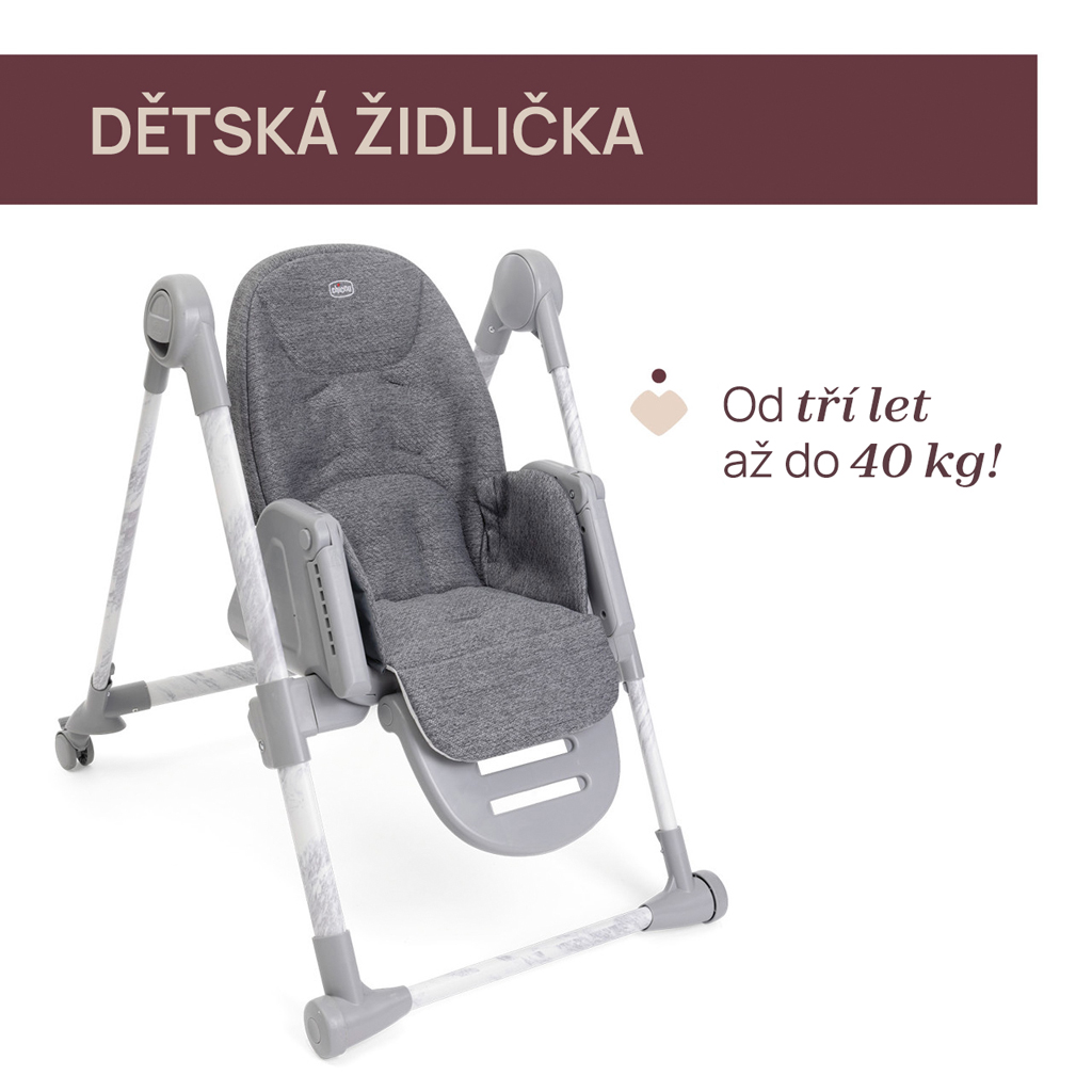 CHICCO Stolička jedálenská Polly Armonia - Carrara + Hrazdička Rainbow