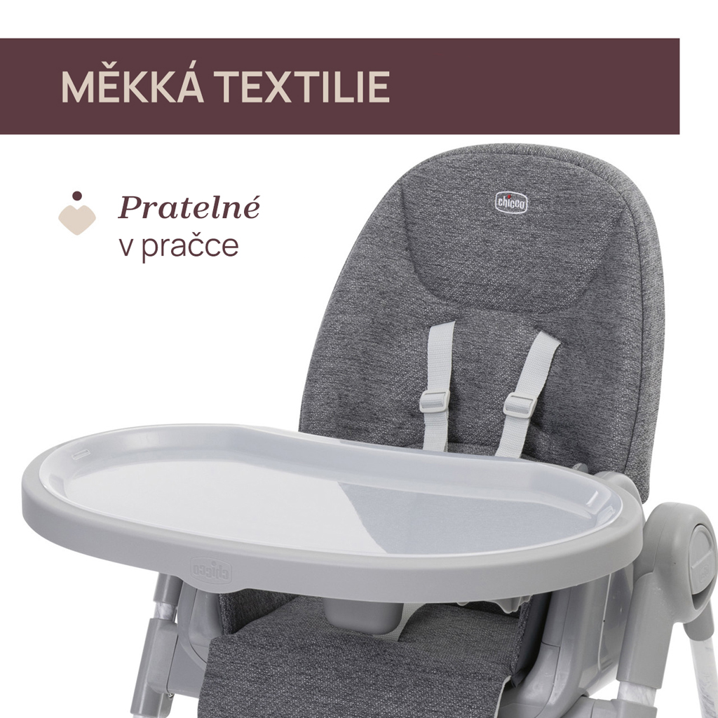 CHICCO Stolička jedálenská Polly Armonia - Carrara + Hrazdička Rainbow