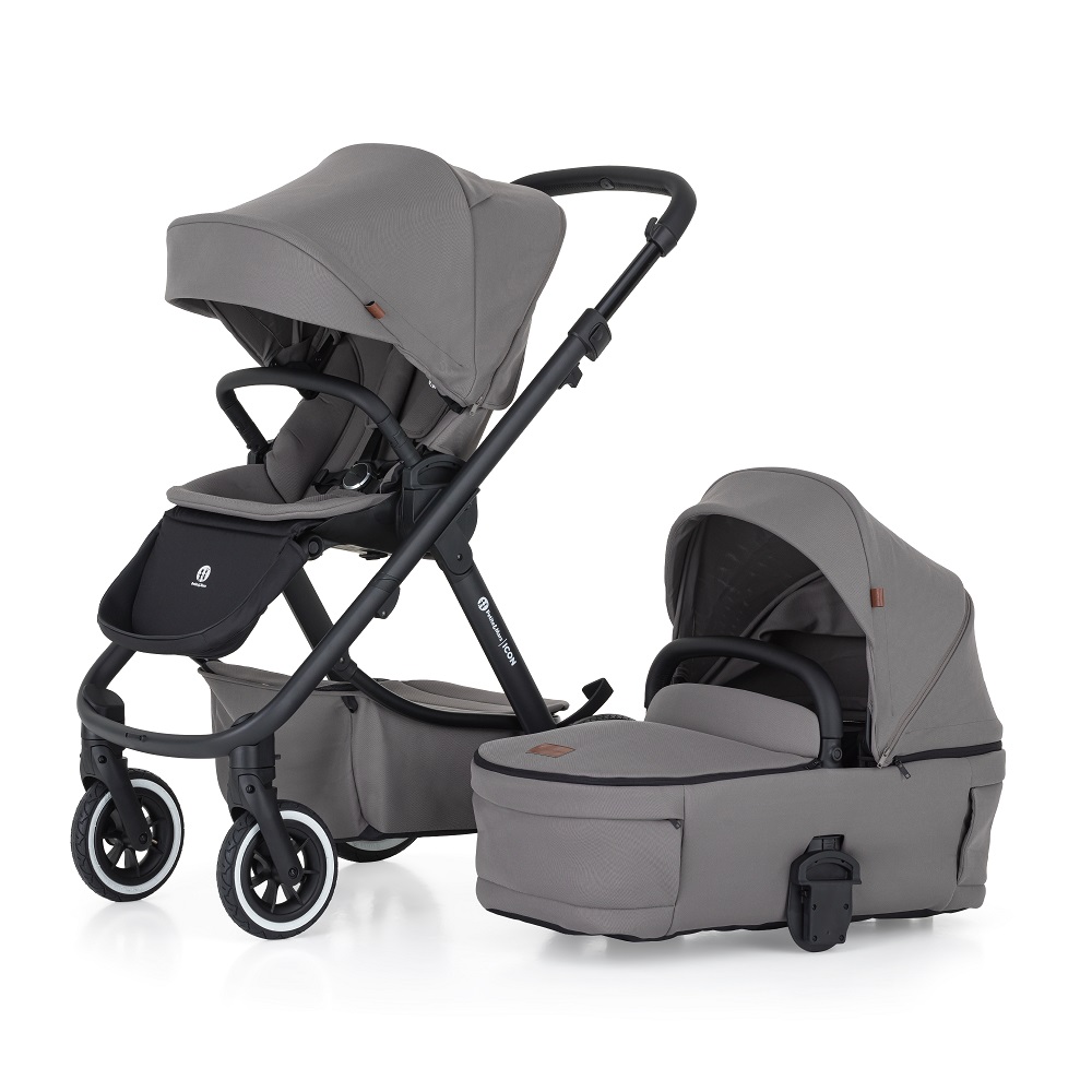 PETITE&MARS Kočík kombinovaný ICON 2v1 Dove Grey XXL AIR + Core Pro i-Size Black Grey + Báza