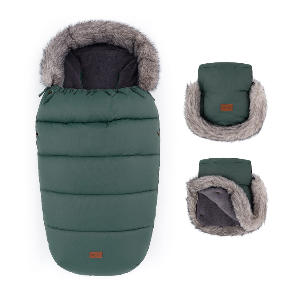 PETITE&MARS Set zimný fusak Comfy 4v1 + rukavice na kočík Furry Veritable Khaki
