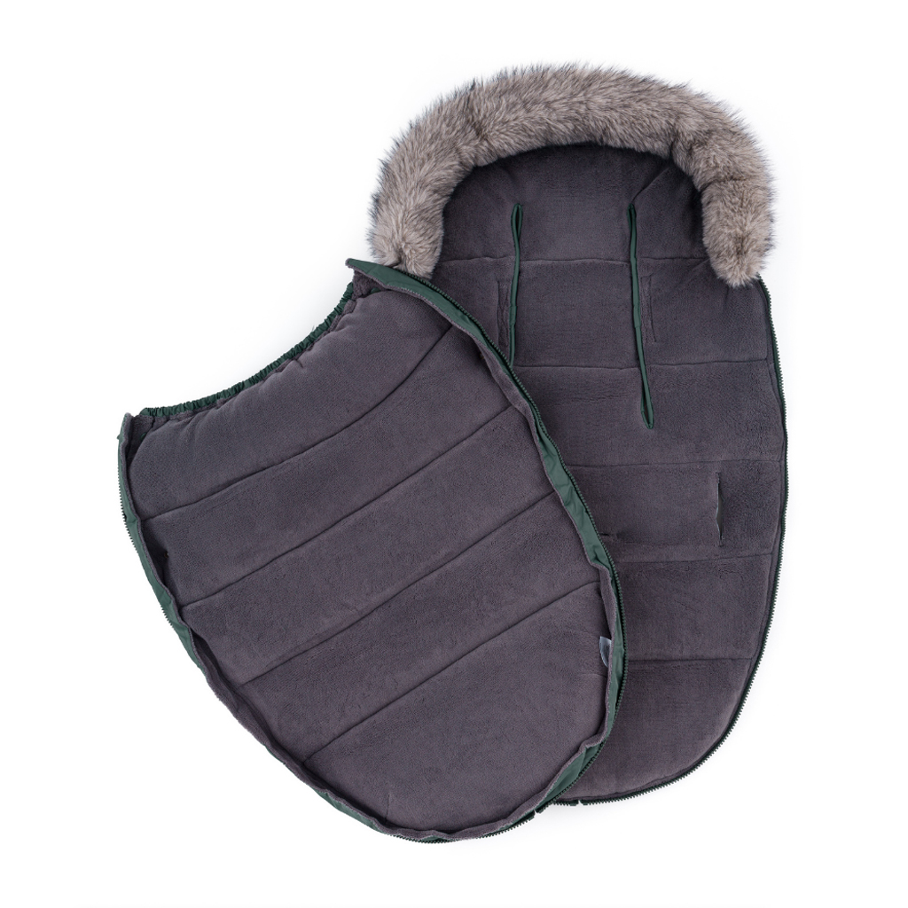 PETITE&MARS Set zimný fusak Comfy 4v1 + rukavice na kočík Furry Veritable Khaki