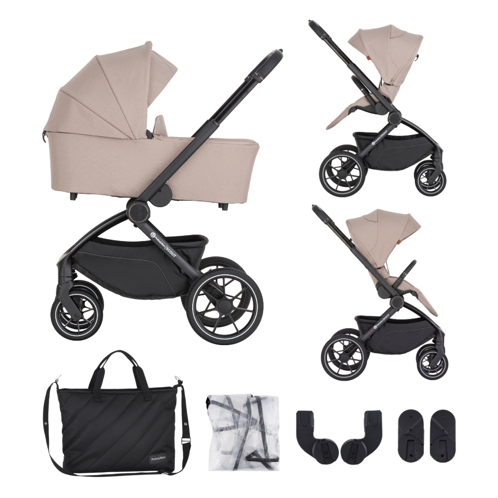 PETITE&MARS Kočík kombinovaný SCOUT 3v1 Cappuccino Cream s Core Pro i-Size