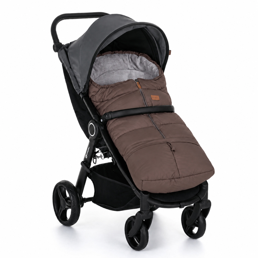 PETITE&MARS Set zimný fusak Jibot 3v1 + rukavice na kočík Jasie Dark Walnut