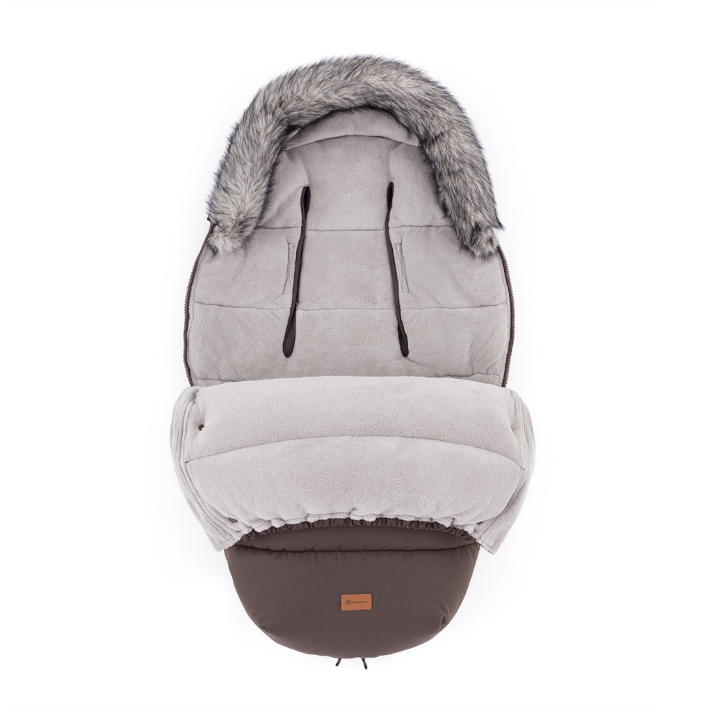 PETITE&MARS Set zimný fusak Comfy 4v1 + rukavice na kočík Furry Rich Brown