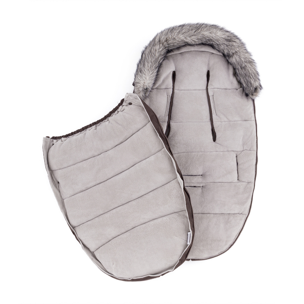 PETITE&MARS Set zimný fusak Comfy 4v1 + rukavice na kočík Furry Rich Brown