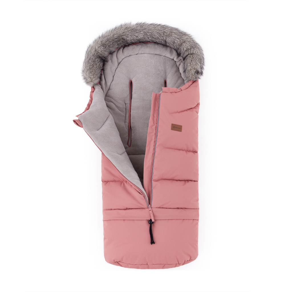 PETITE&MARS Set zimný fusak Arctic 4v1 + rukavice na kočík Furry Old Rose