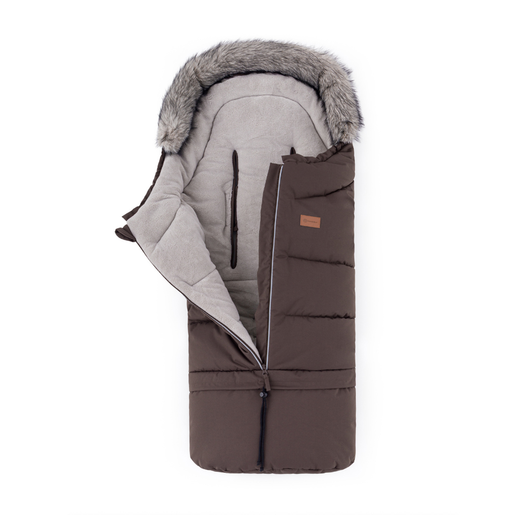 PETITE&MARS Set zimný fusak Arctic 4v1 + rukavice na kočík Furry Rich Brown