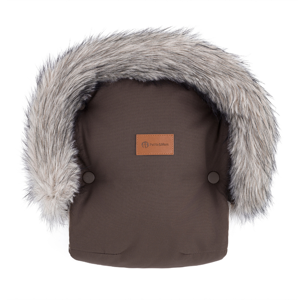 PETITE&MARS Set zimný fusak Arctic 4v1 + rukavice na kočík Furry Rich Brown
