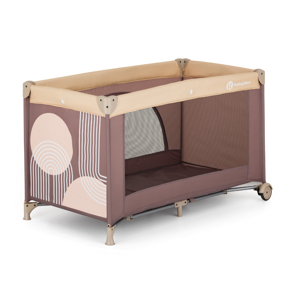PETITE&MARS Postieľka cestovná Nyja s matracom Foldie, Elegant Dreamlines Mocha