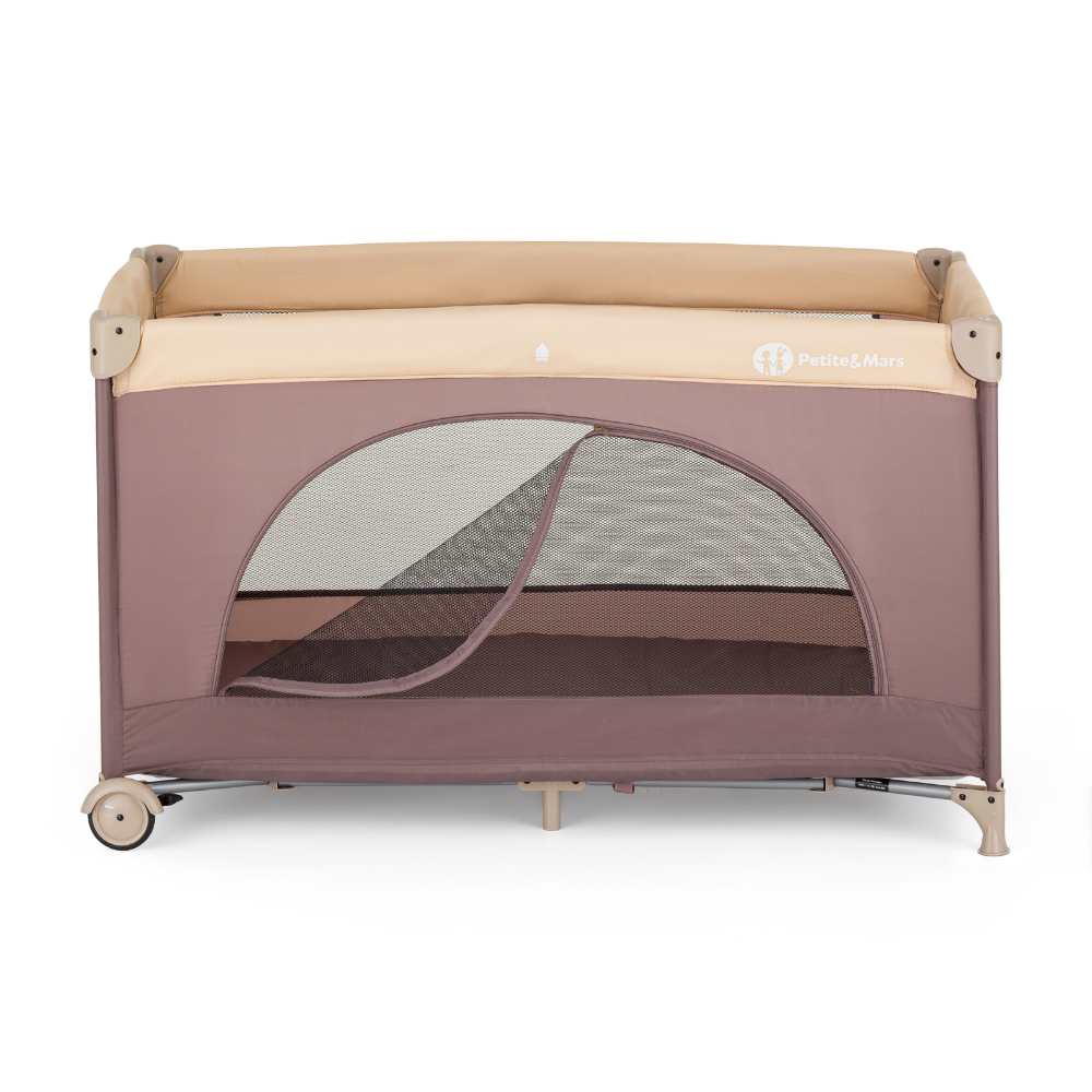 PETITE&MARS Postieľka cestovná Nyja s matracom Foldie, Elegant Dreamlines Mocha
