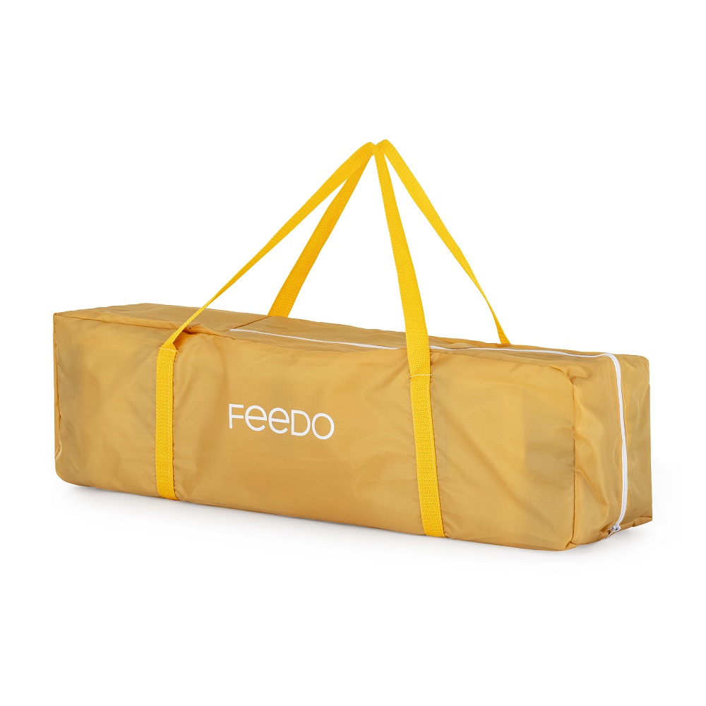 FEEDO Postieľka cestovná s matracom Foldie Mustard Beige